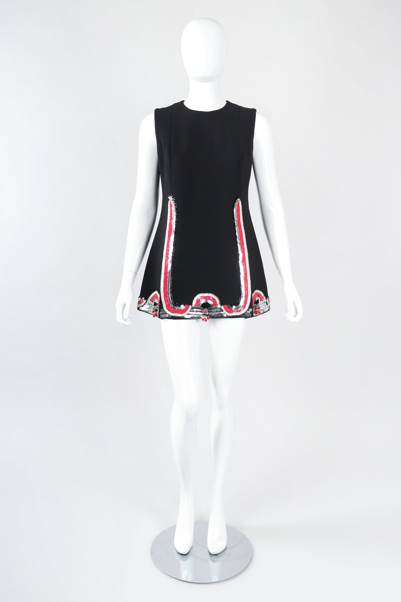 Recess Los Angeles Designer Consignment Resale Recycle Vintage Pierre Jean Rapin Sequin Hem Tunic Shift Dress