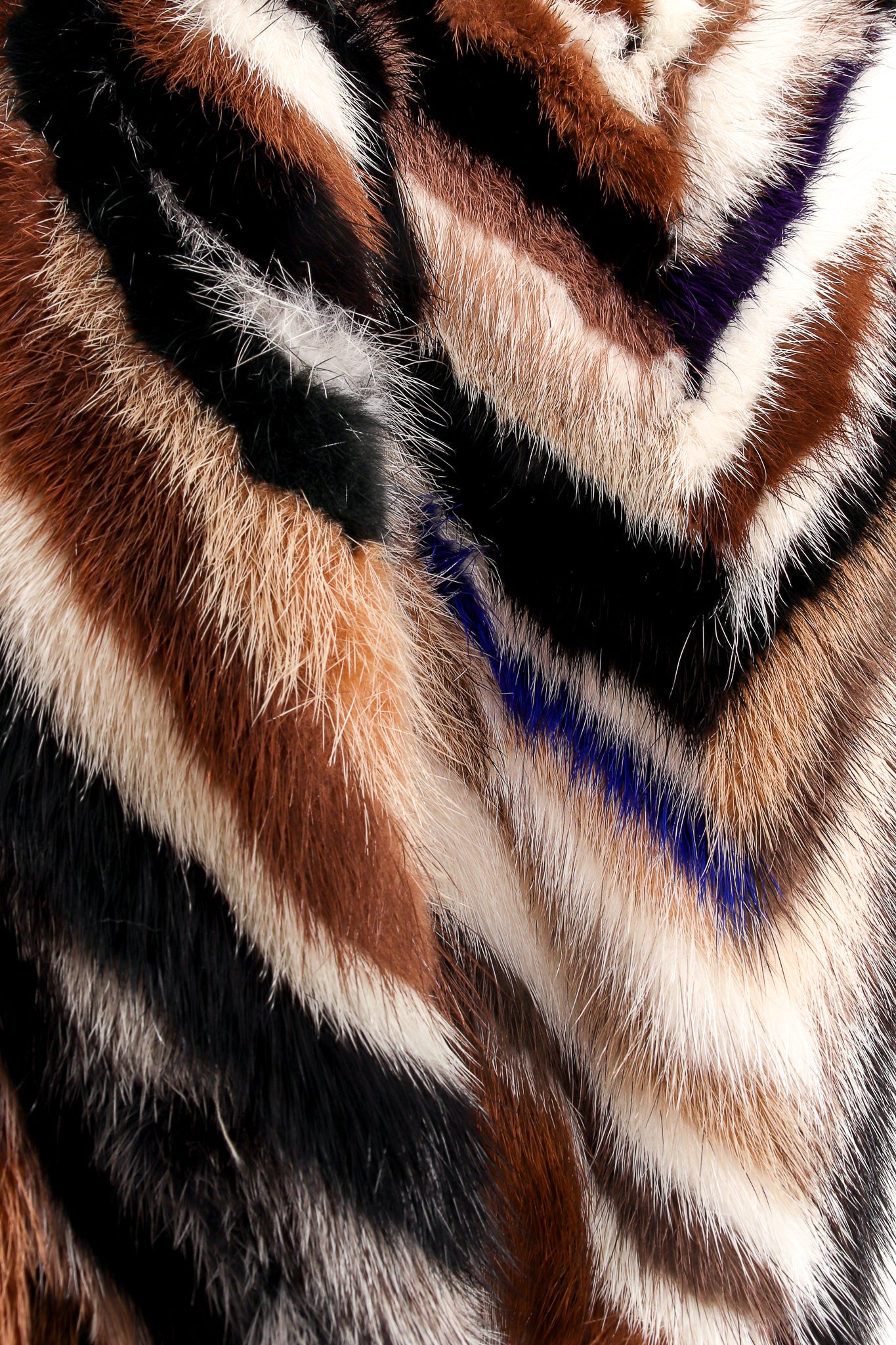 Vintage Pihl Pels Chevron Tiger Stripe Fur Coat detail at Recess Los Angeles