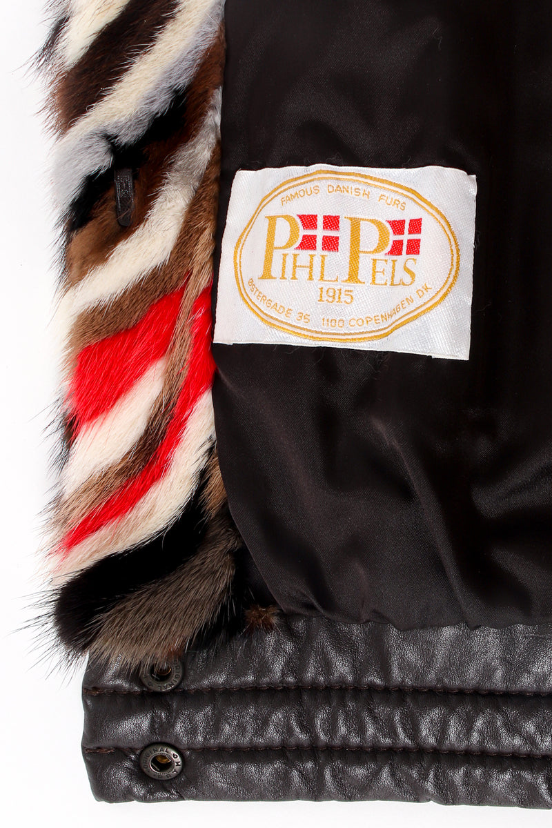 Vintage Pihl Pels Chevron Tiger Stripe Fur Coat label at Recess Los Angeles