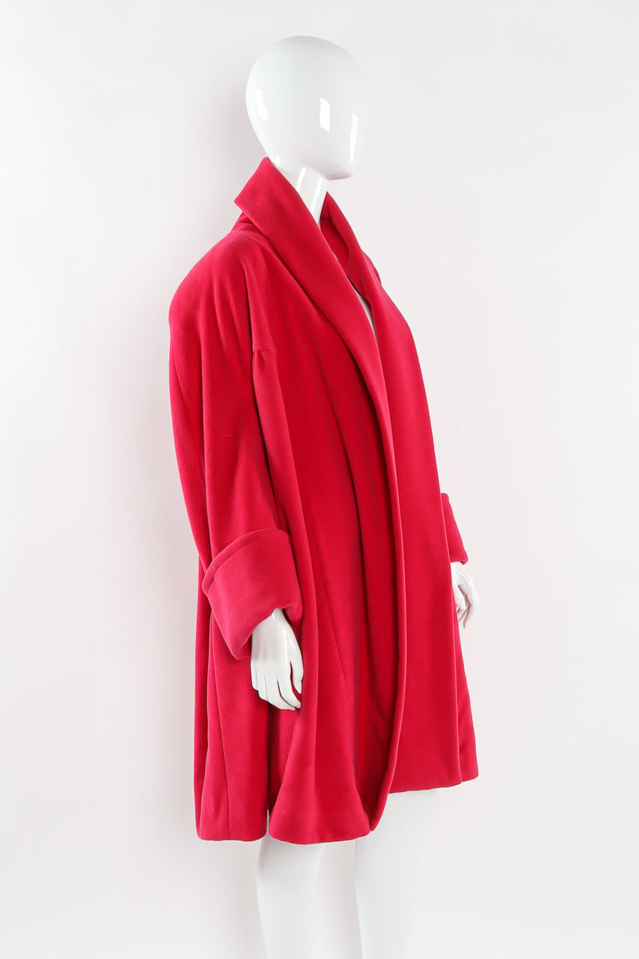 Vintage Chanel Angora Wool Swing Coat mannequin side drape close  @ Recess LA