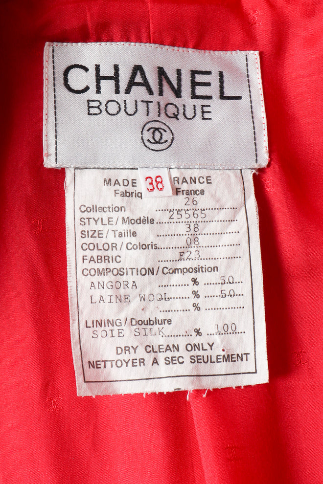Vintage Chanel Angora Wool Swing Coat label @ Recess LA