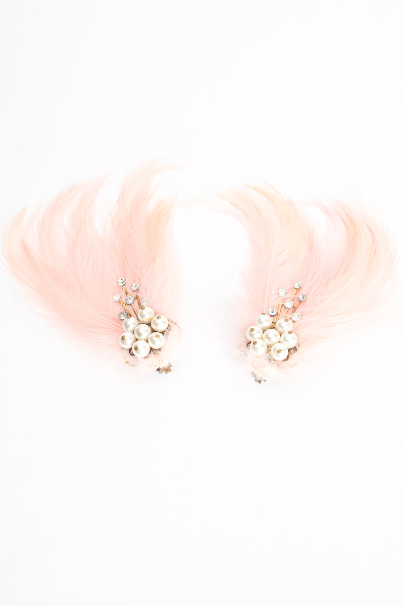 Vintage Pink Swan Feather Earrings at Recess Los Angeles