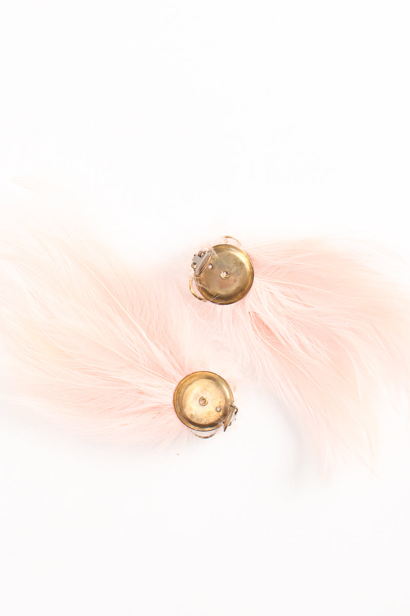Vintage Pink Swan Feather Earrings backside at Recess Los Angeles