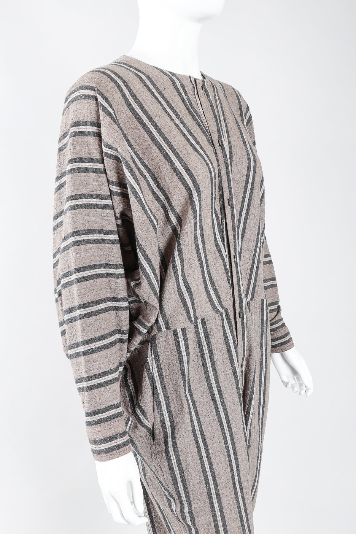 Vintage Plantation Issey Miyake Striped Cotton Batwing Jumpsuit