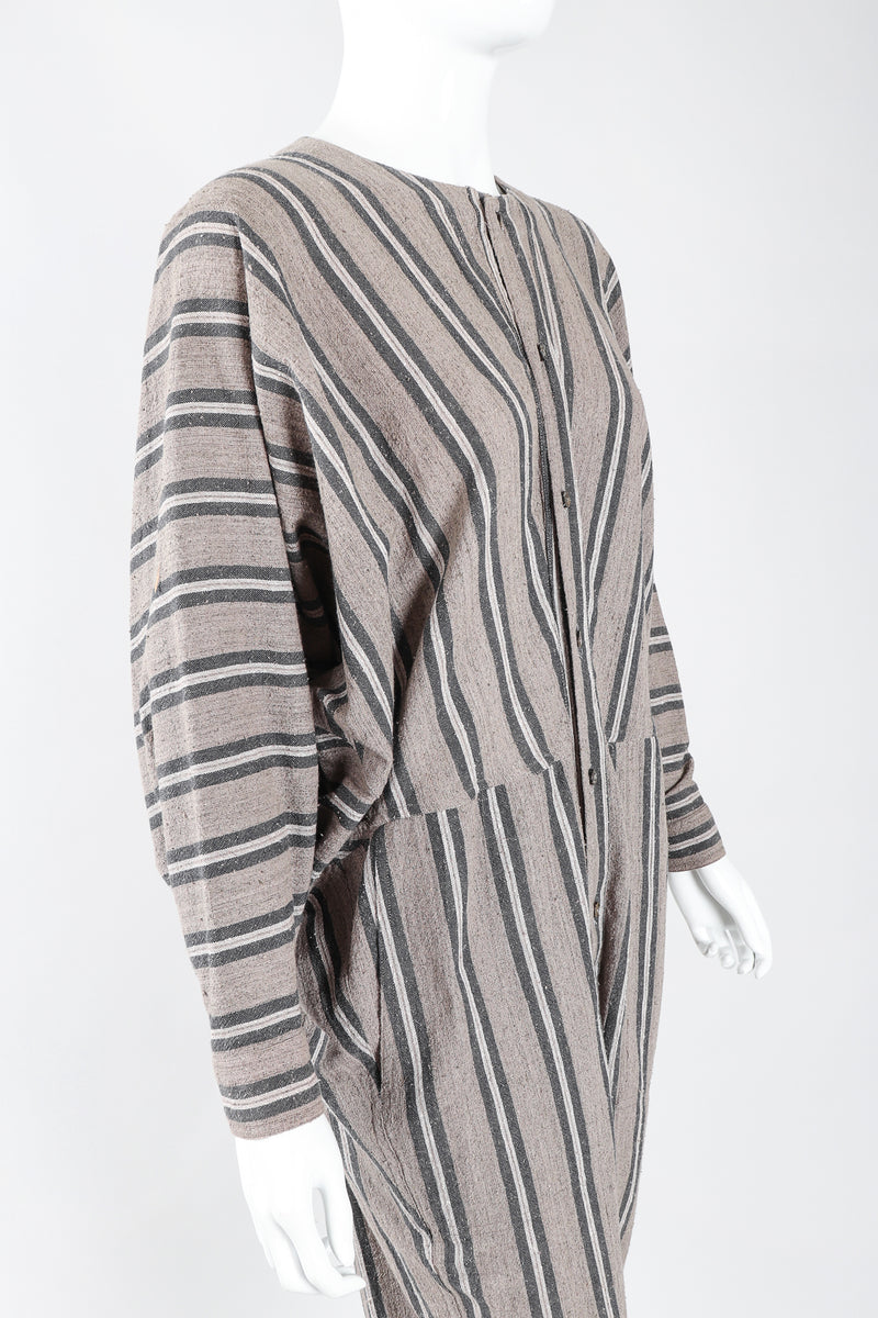 Recess Los Angeles Designer Consignment Vintage Plantation Issey Miyake Striped Cotton Batwing Jumpsuit