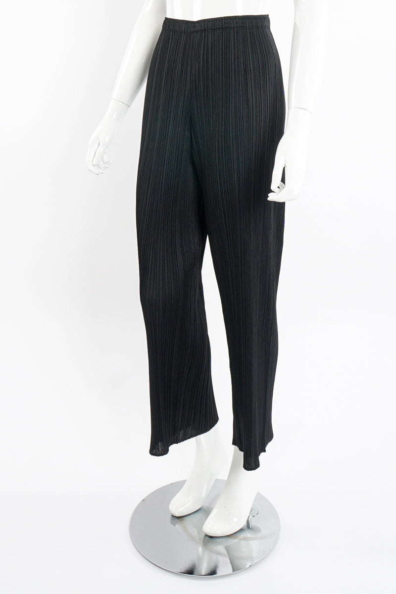 Vintage Issey Miyake Pleats Please Black Pleated Ankle Pant on Mannequin side at Recess LA