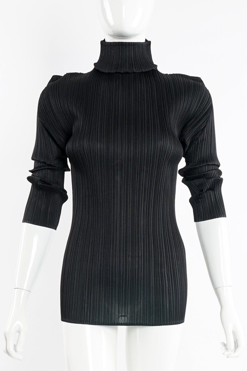 Vintage Issey Miyake Pleats Please Pleated Turtleneck Top on Mannequin front crop at Recess LA