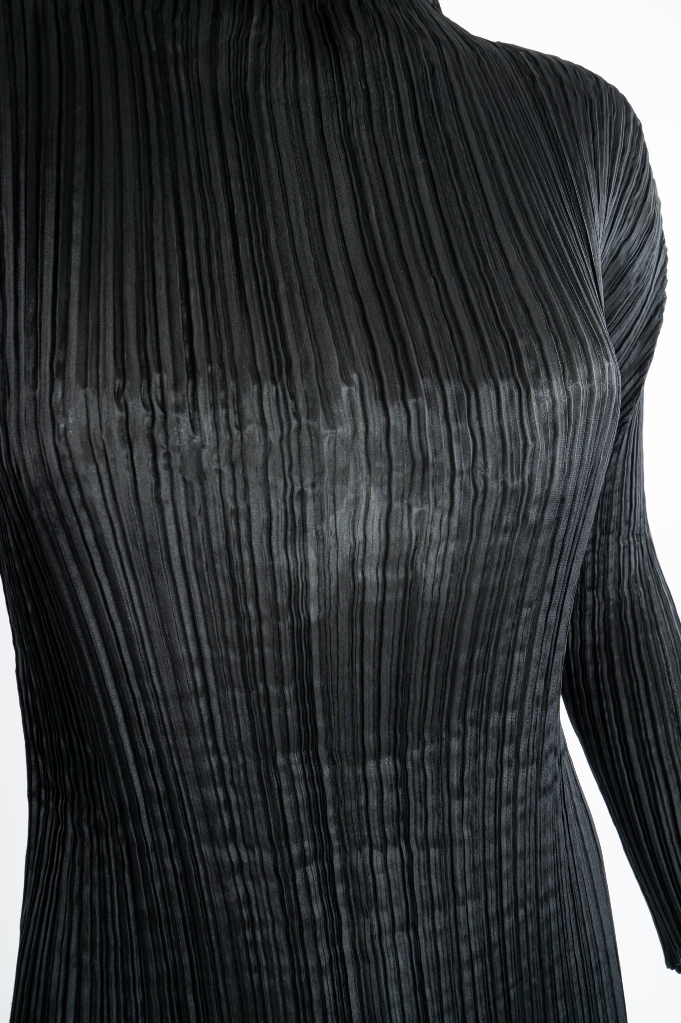 Vintage Issey Miyake Pleats Please Sheer Pleated Mockneck Top on Mannequin fabric at Recess LA