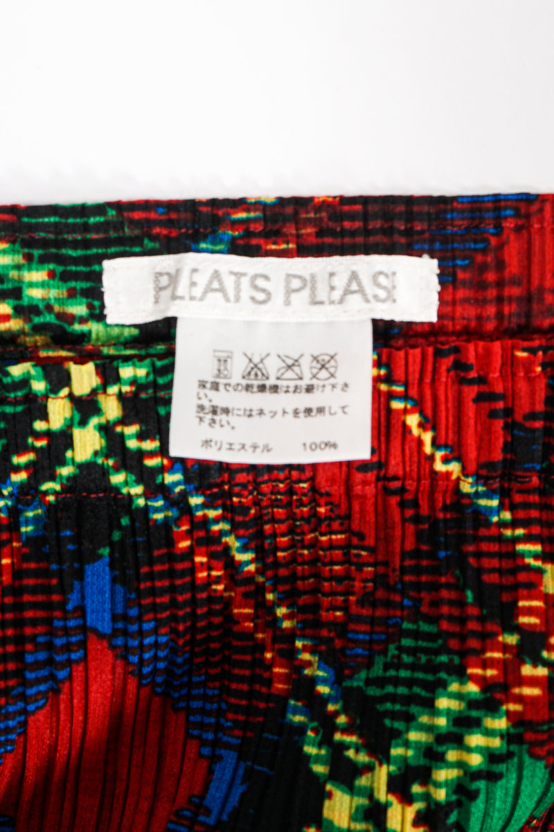 Vintage Issey Miyake Pleats Please Plaid Print Wrap Skirt label at Recess Los Angeles