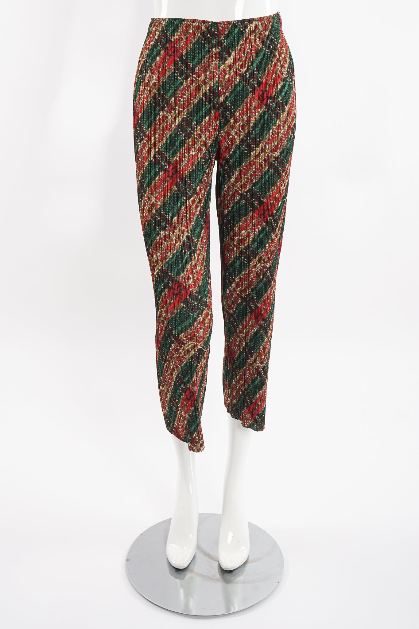 Vintage Pleats Please Issey Miyake Plaid Pleat Pant on Mannequin front at Recess Los Angeles