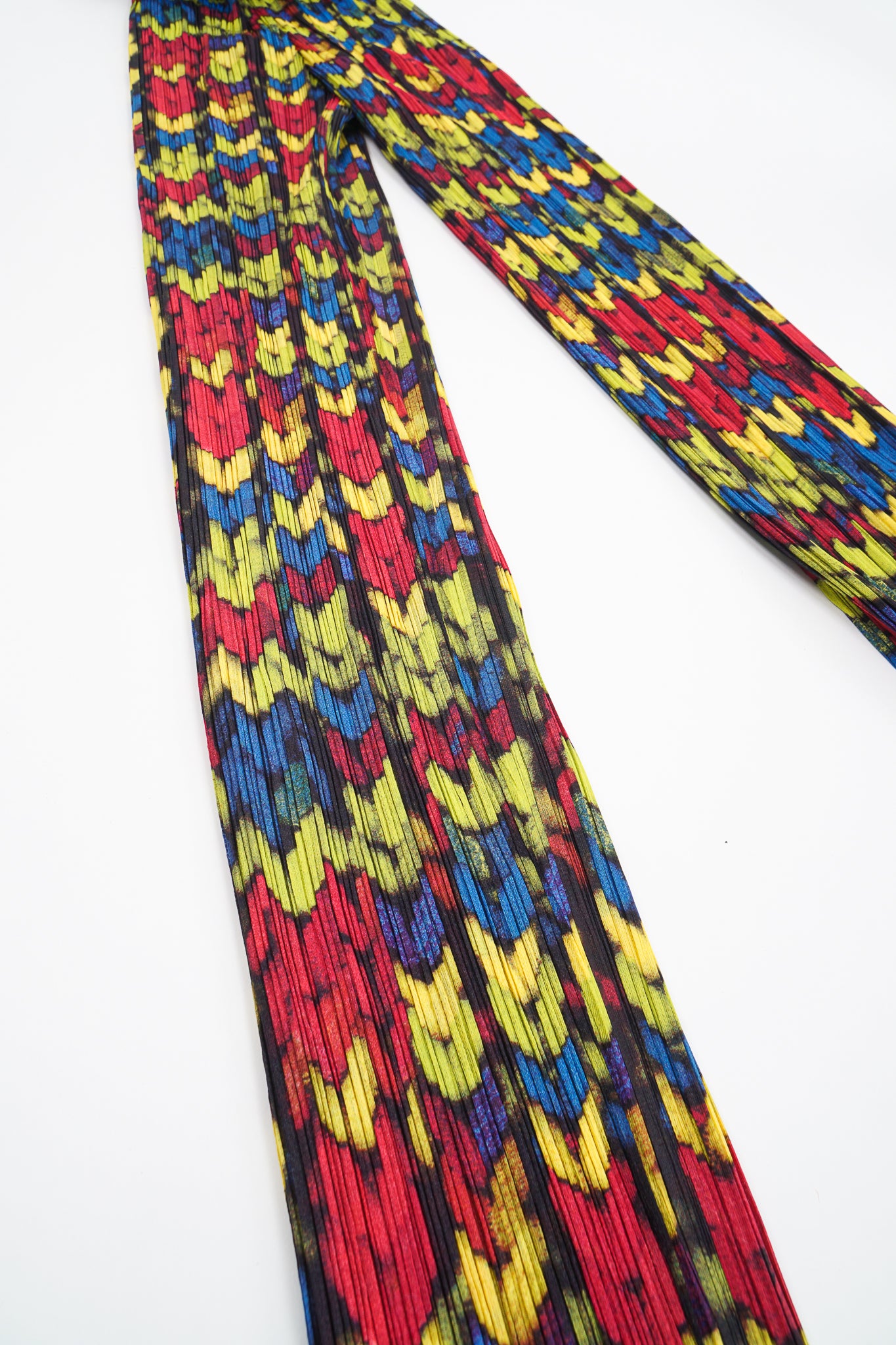 Vintage Issey Miyake Pleats Please RGB Yarn Print Pleated Pant detail Angle at Recess LA