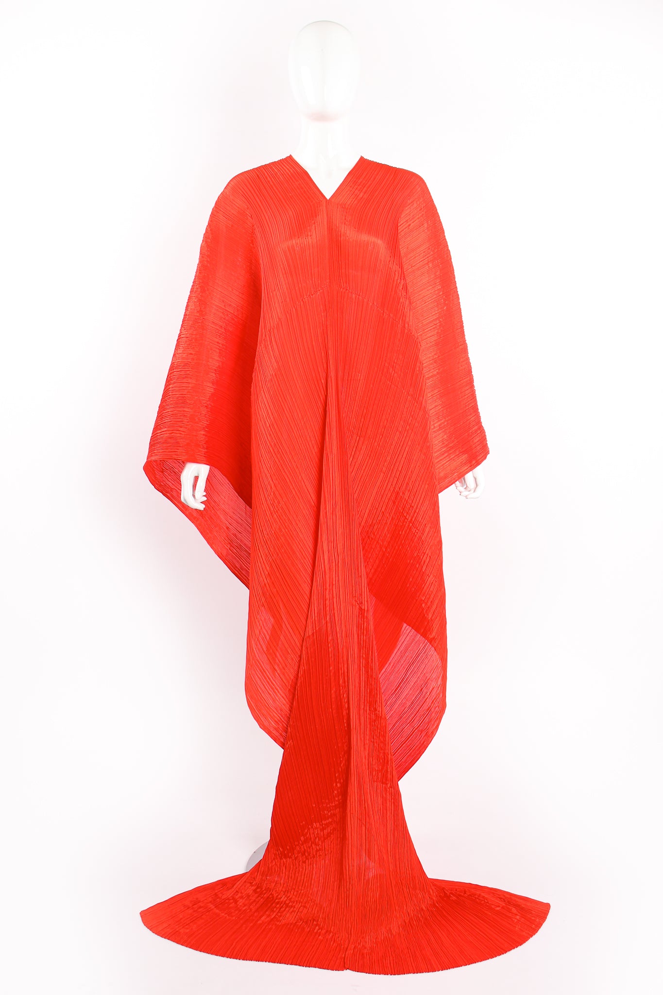 Vintage Pleats Please Issey Miyake Multi-Wrap Cape Poncho Caftan on Mannequin front at Recess LA