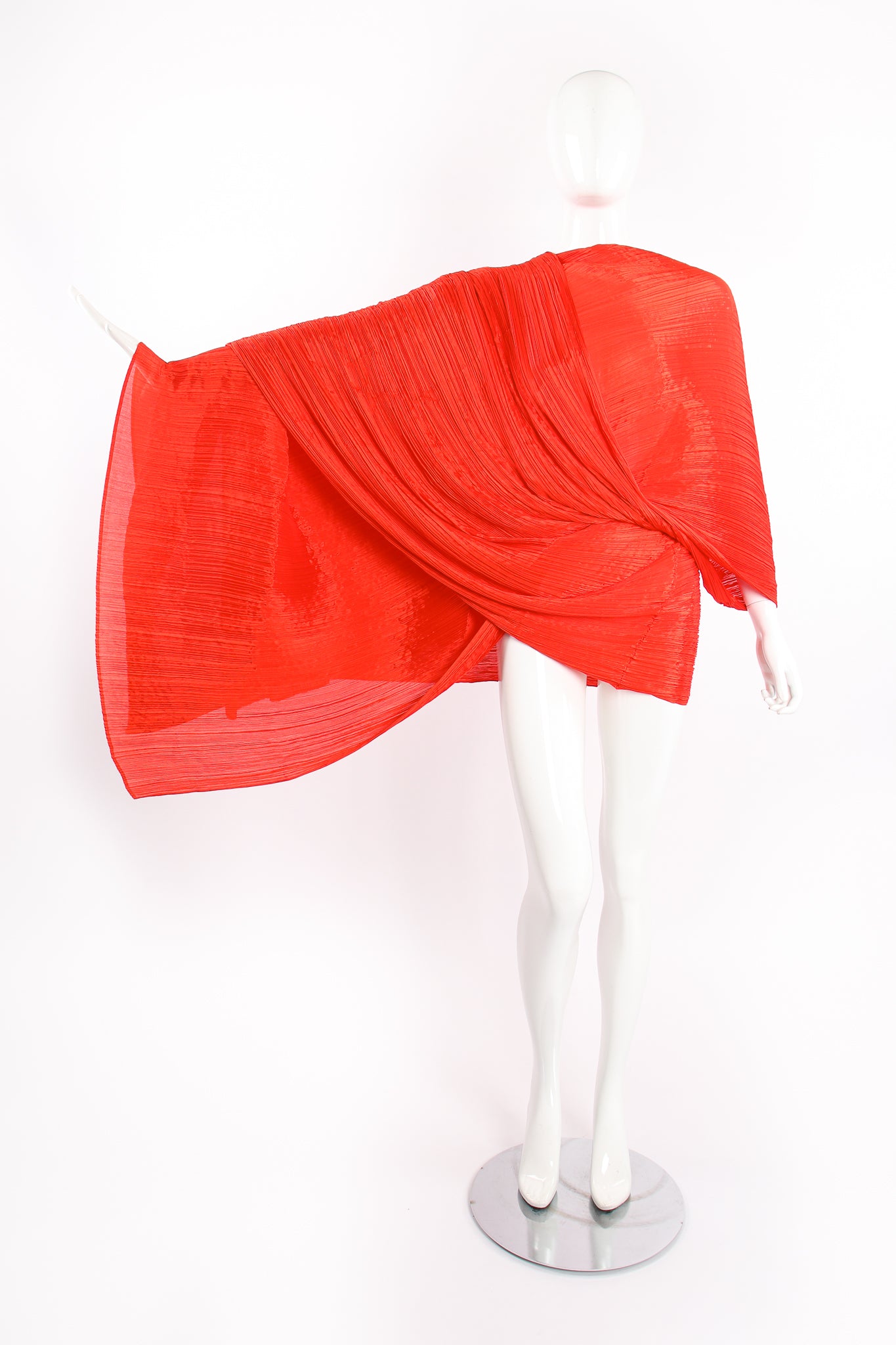Vintage Pleats Please Issey Miyake Multi-Wrap Cape Poncho Caftan on Mannequin wrap at Recess LA