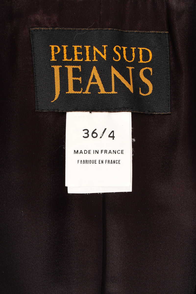 Vintage Plein Sud Jeans Double Breasted Faux Leather Blazer tags @ Recess LA