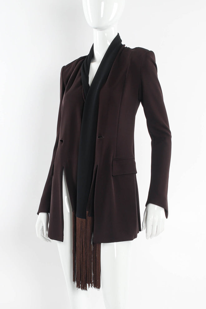 Vintage Plein Sud Mocha Shawl Fringe Jacket mannequin angle @ Recess Los Angeles 