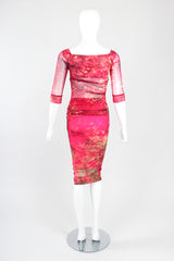 Recess Designer Consignment Vintage Plein Sud Bodycon Sheer Mesh Top & Skirt Set Outfit Ensemble Los Angeles Resale
