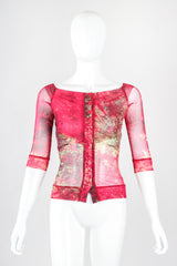Recess Designer Consignment Vintage Plein Sud Bodycon Sheer Mesh Top & Skirt Set Outfit Ensemble Los Angeles Resale