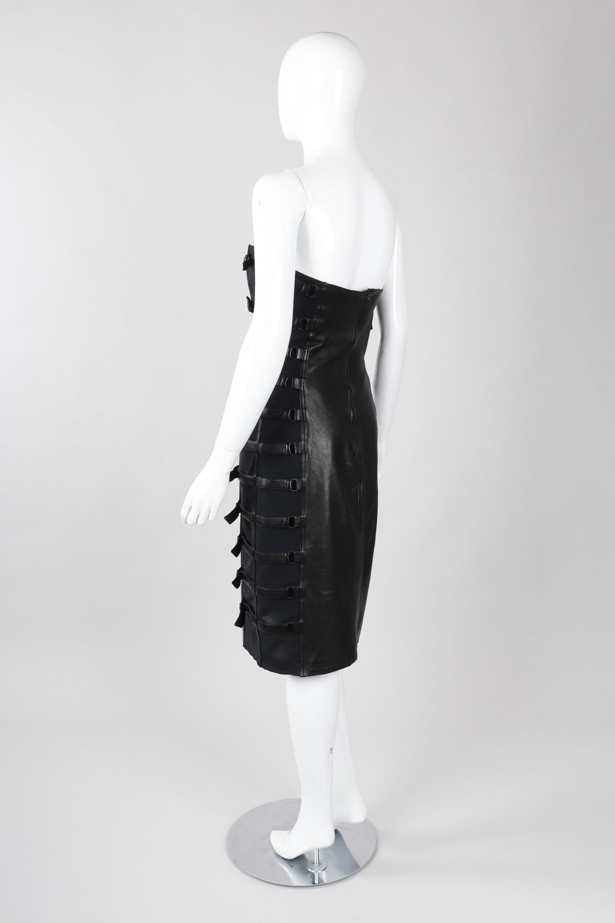 chinese dress ladies Vintage Plein Sud Strapless Leather Buckle Bondage Dress – Recess