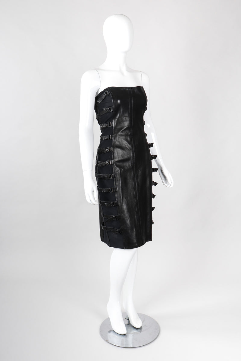Vintage Plein Sud Strapless Leather Buckle Bondage Dress Recess Vintage Plein Sud Strapless Leather Buckle Bondage Dress Recess
