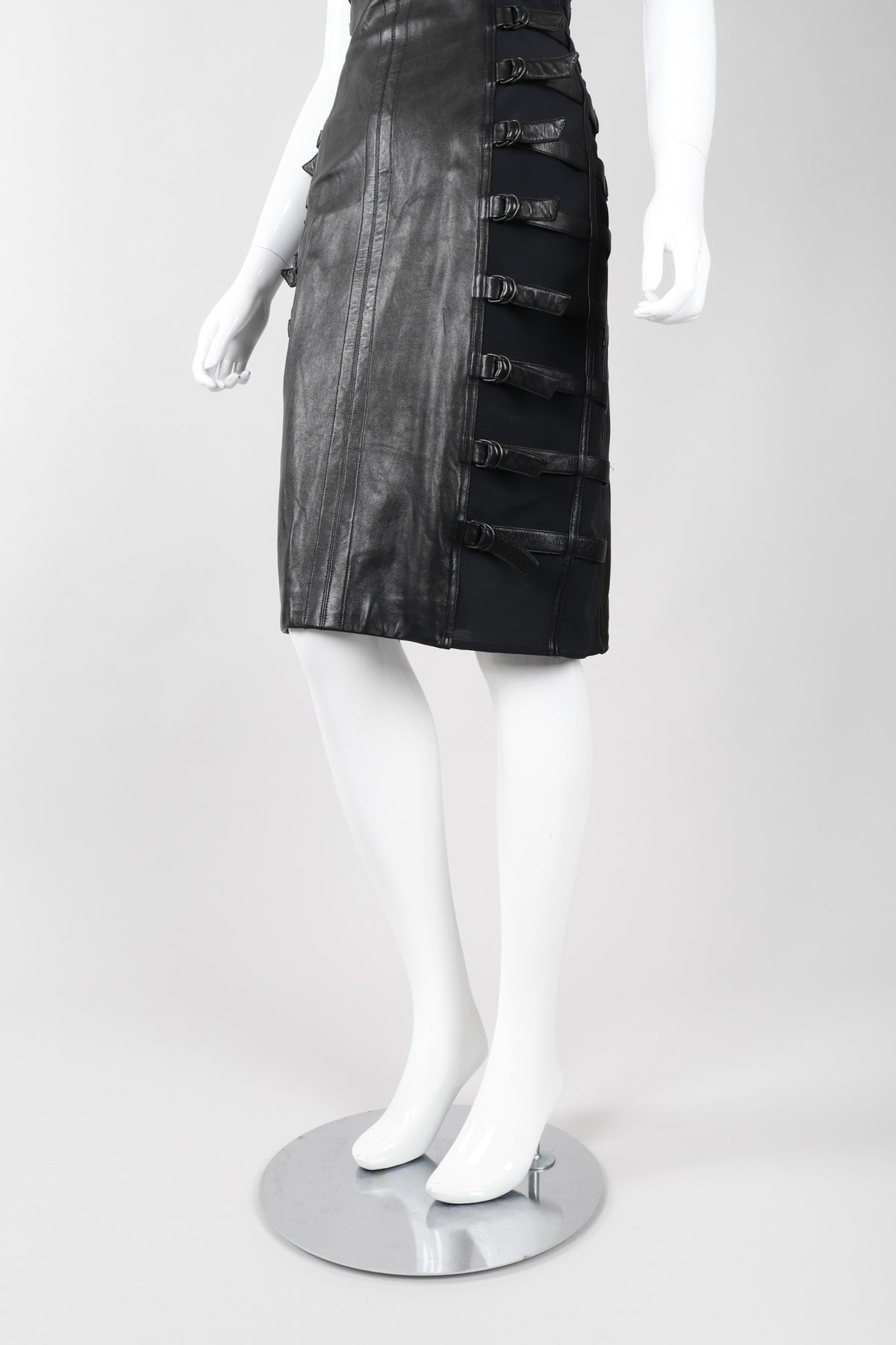 Vintage Plein Sud Strapless Leather Buckle Bondage Dress – Recess