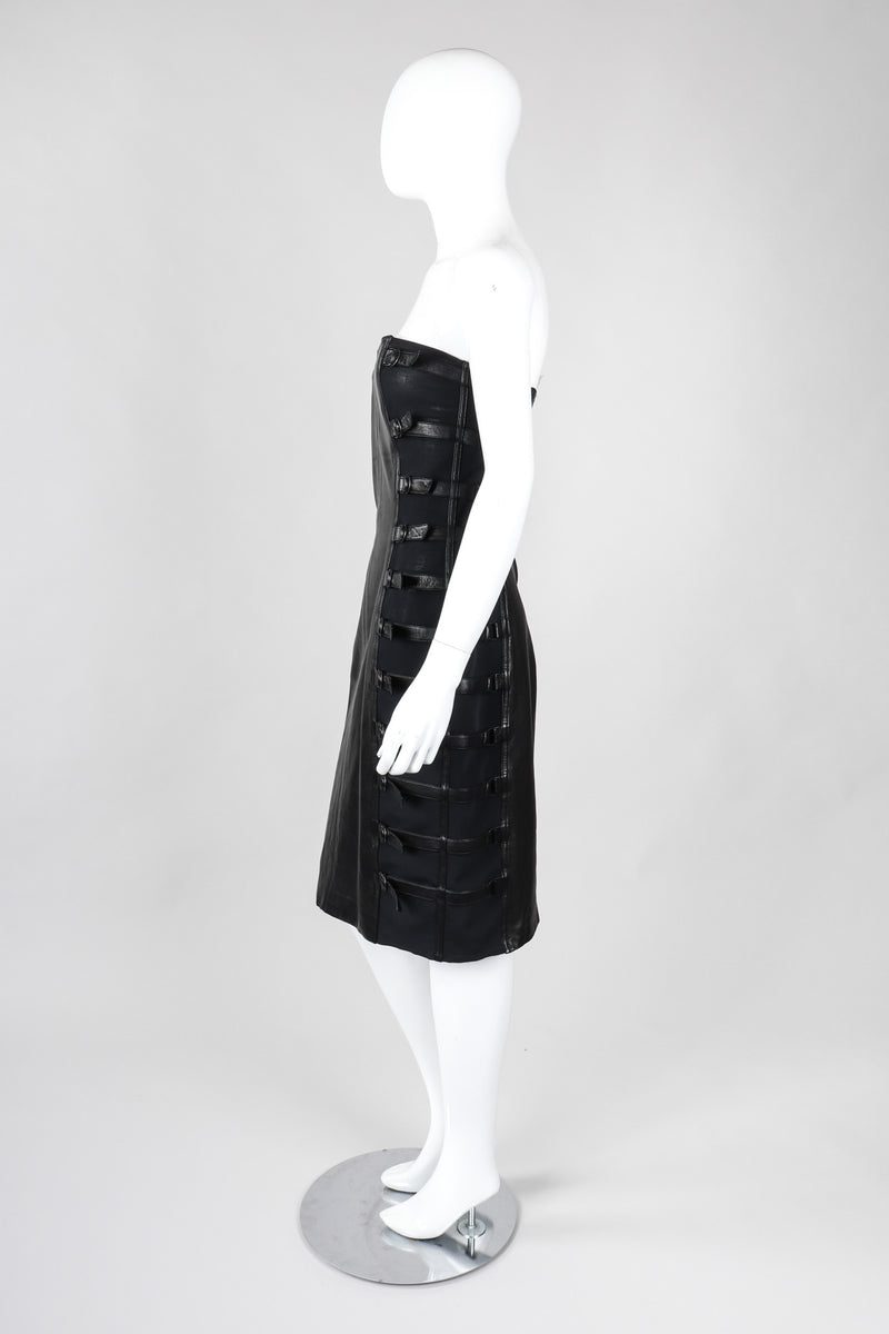 Recess Los Angeles Vintage Plein Sud Strapless Leather Buckle Bondage Dress
