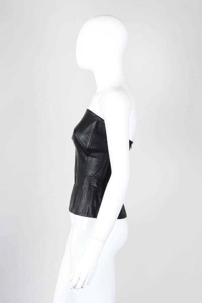 Recess Los Angeles Vintage Plein Sud 90s Strapless Leather Bustier Corset Tube Top
