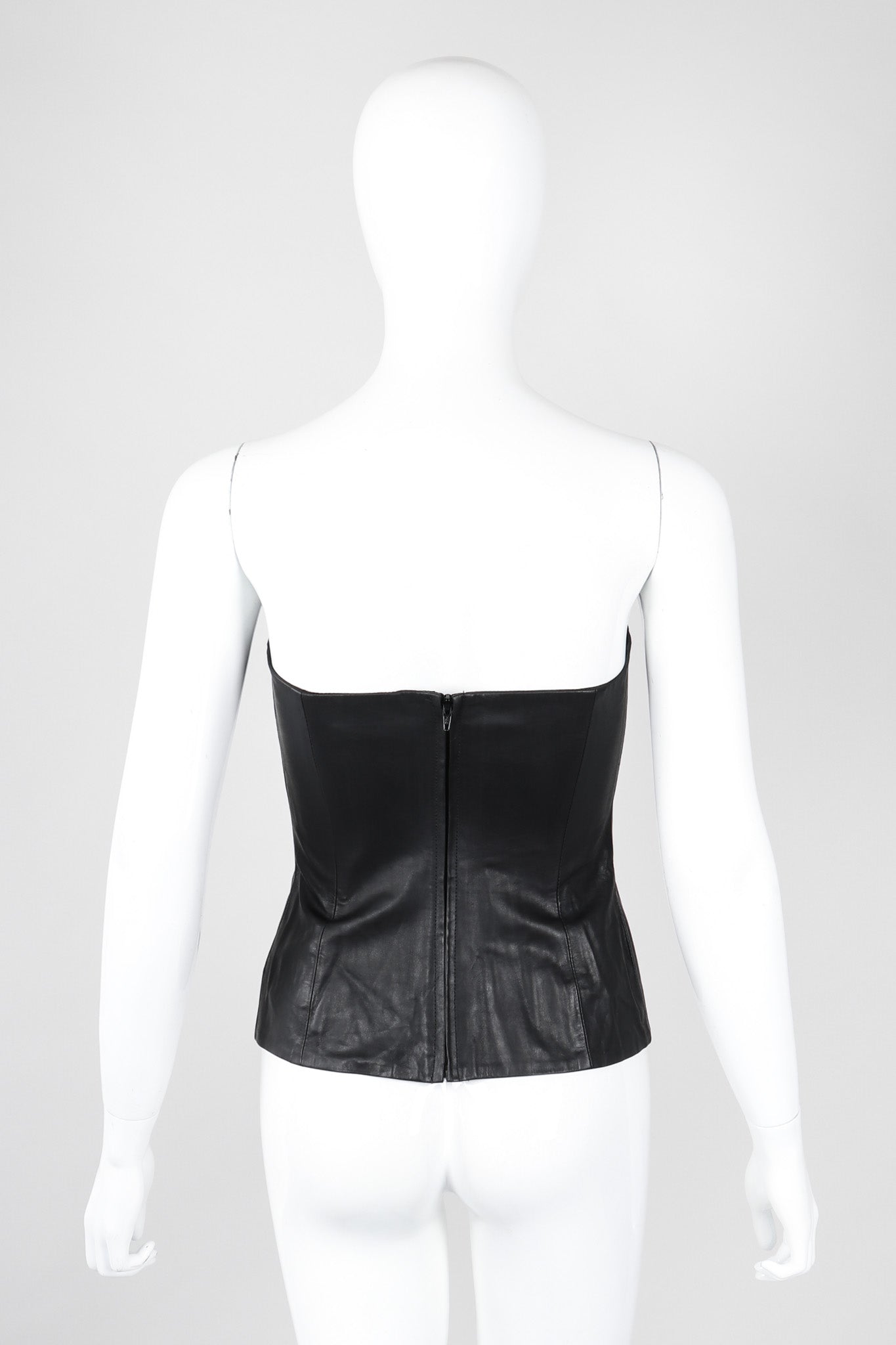 Recess Los Angeles Vintage Plein Sud 90s Strapless Leather Bustier Corset Tube Top