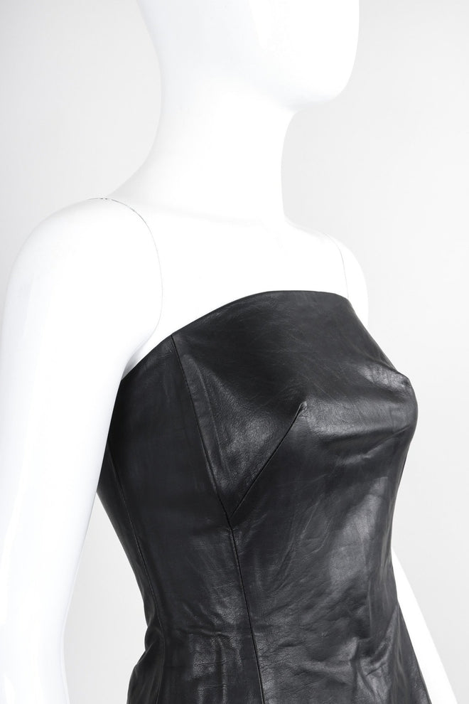 Recess Los Angeles Vintage Plein Sud 90s Strapless Leather Bustier Corset Tube Top