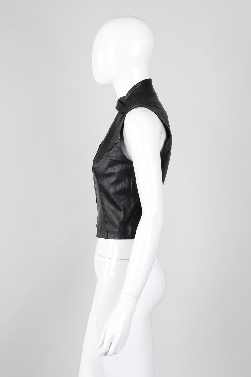 Vintage Plein Sud Leather Choker Neck Strap Vest Recess Vintage Plein Sud Leather Choker Neck Strap Vest Recess