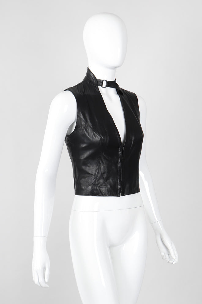Recess Los Angeles Vintage Plein Sud Leather Choker Neck Strap Vest