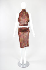 Recess Designer Consignment Vintage Plein Sud Sheer Mesh Sleeveless Turtleneck & Skirt Set Outfit Ensemble Los Angeles Resale