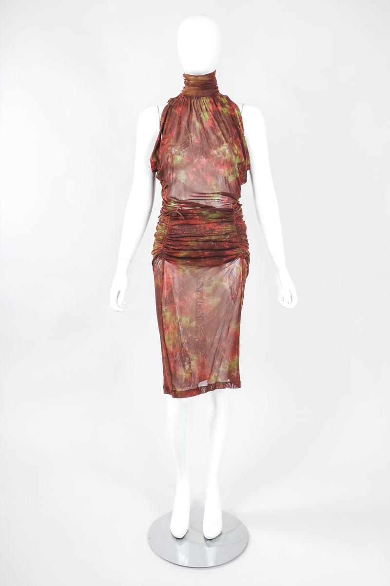 Recess Designer Consignment Vintage Plein Sud Sheer Mesh Sleeveless Turtleneck & Skirt Set Outfit Ensemble Los Angeles Resale
