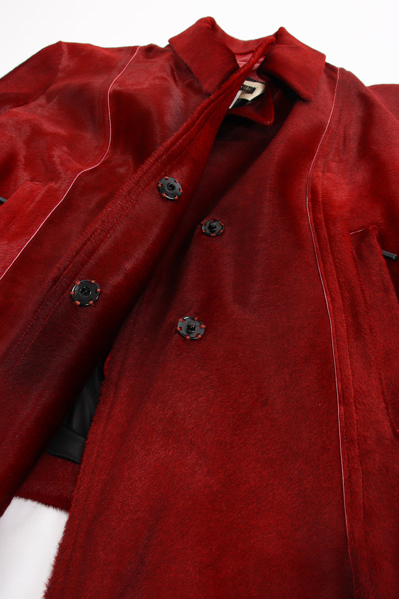 Vintage Plein Sud Blood red Pony Hair Moto Jacket snaps at Recess Los Angeles