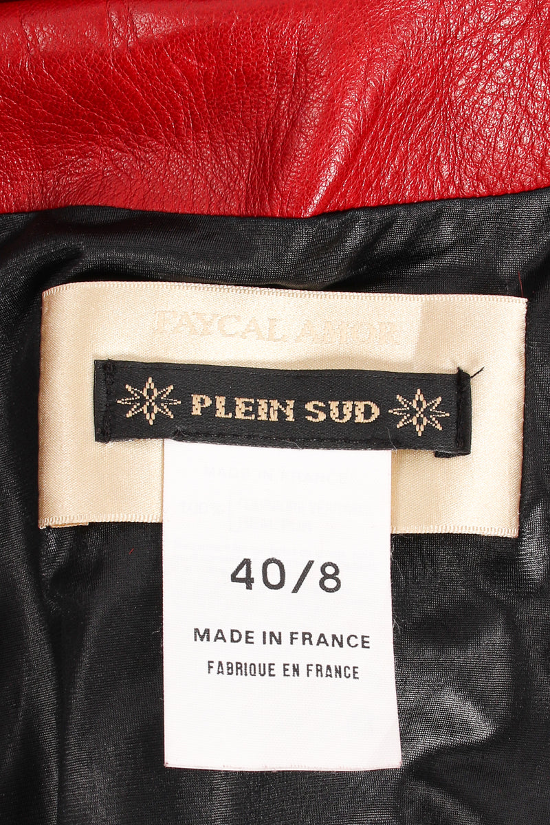 Vintage Plein Sud Blood red Pony Hair Moto Jacket label at Recess Los Angeles