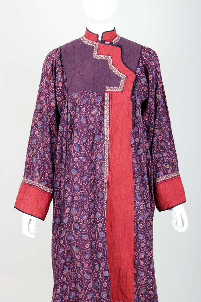 Vintage Pool India Cotton Gauze Quilted Yoke Dress on Mannequin front crop at Recess