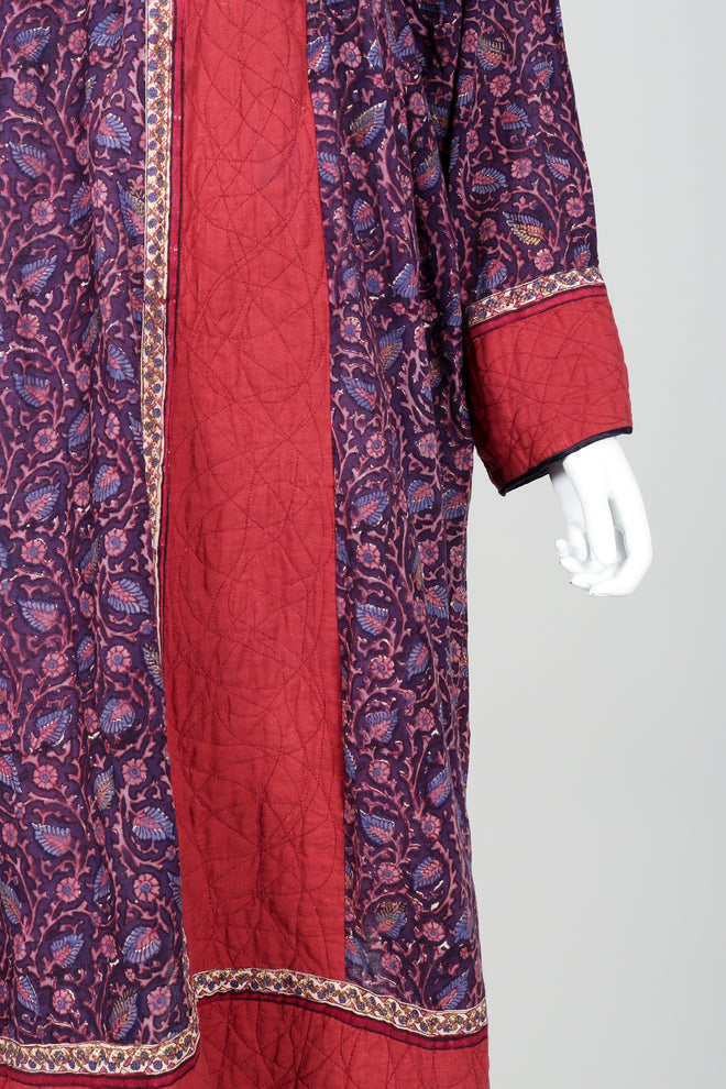 Vintage Pool India Cotton Gauze Quilted Yoke Dress on Mannequin sleeve detail at Recess