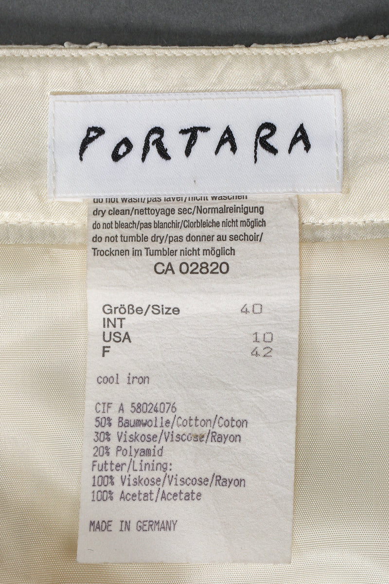 Vintage Portara Alençon Lace Pencil Skirt label at Recess Los Angeles