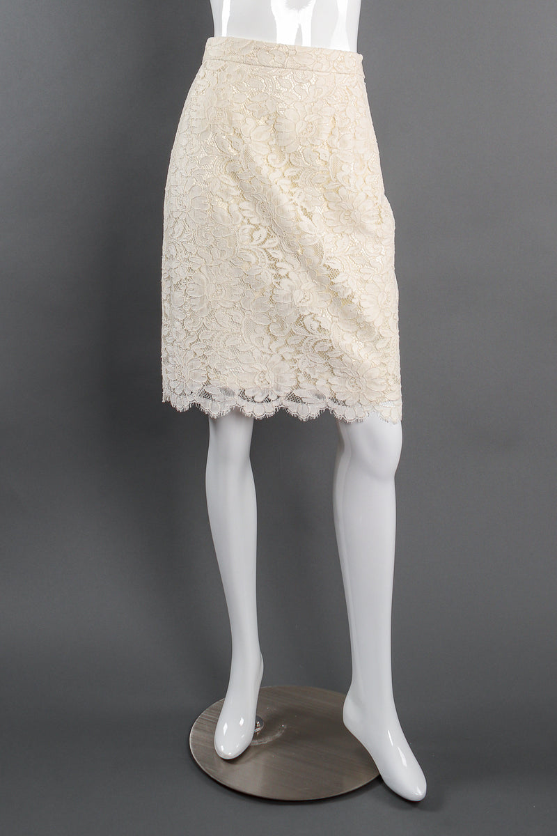 Vintage Portara Alençon Lace Pencil Skirt on mannequin front at Recess Los Angeles