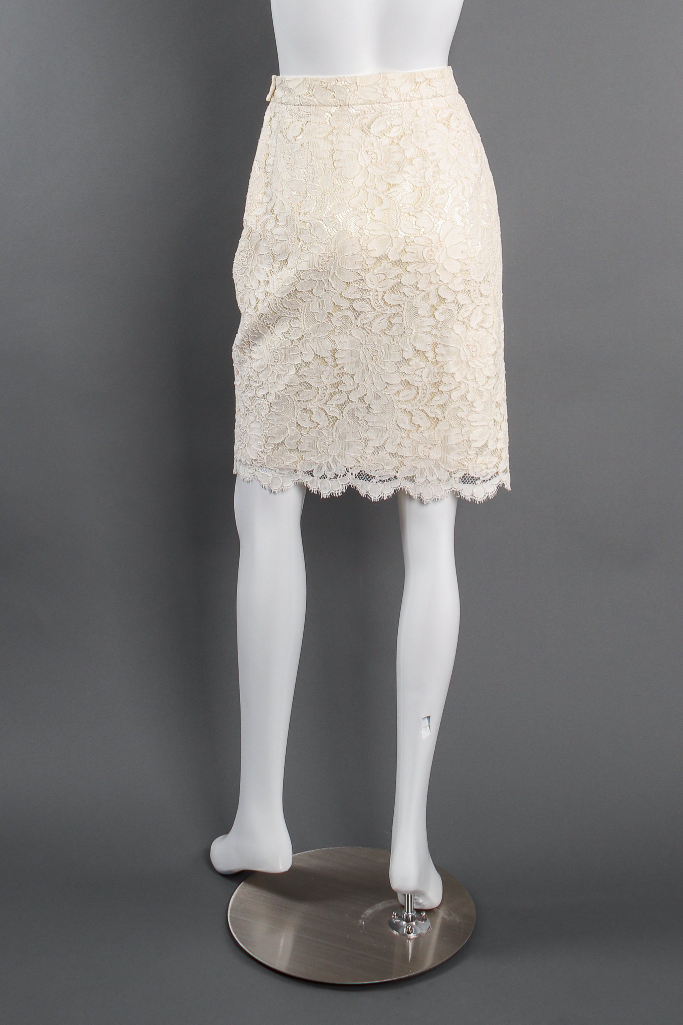 Vintage Portara Alençon Lace Pencil Skirt on mannequin back at Recess Los Angeles