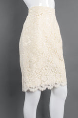 Vintage Portara Alençon Lace Pencil Skirt on mannequin front angle at Recess Los Angeles