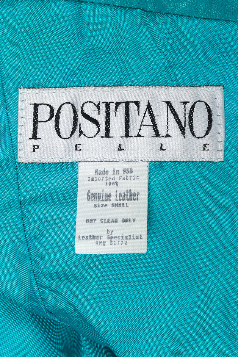 Vintage Positano label on teal lining fabric