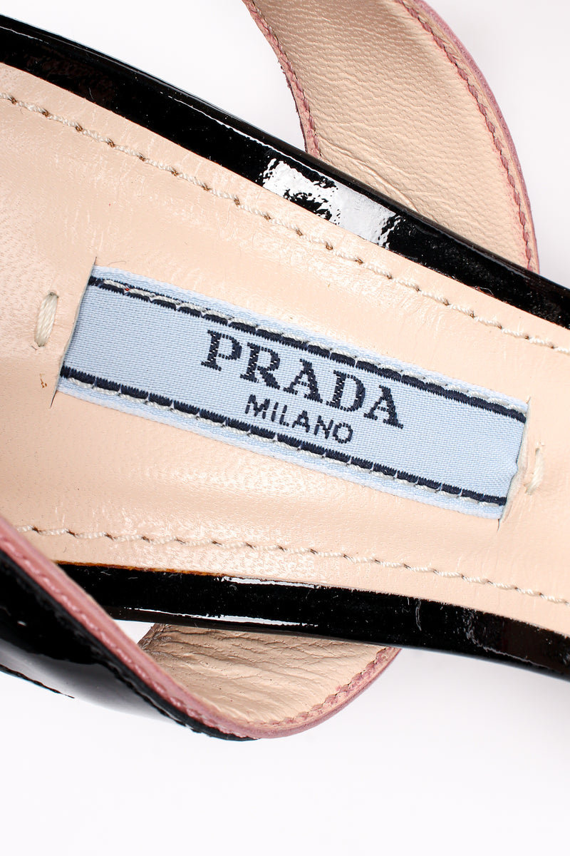 Vintage Prada SS 2012 Jeweled Patent Leather Tail Light Flame Sandal label at Recess Los Angeles