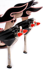 Vintage Prada SS 2012 Jeweled Patent Leather Tail Light Flame Sandal detail at Recess Los Angeles