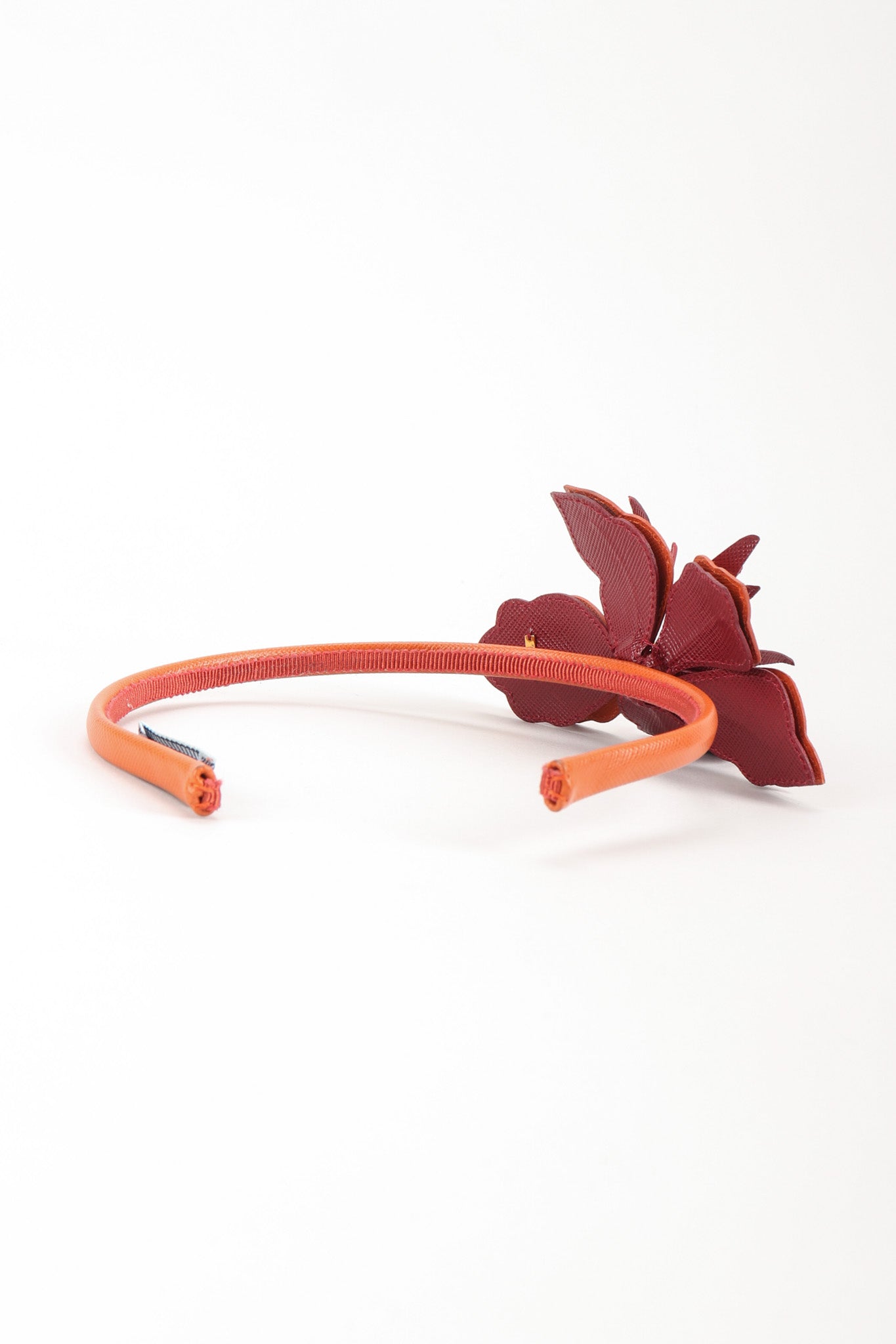 Recess Los Angeles Vintage Prada Saffiano Leather Hibiscus Headband