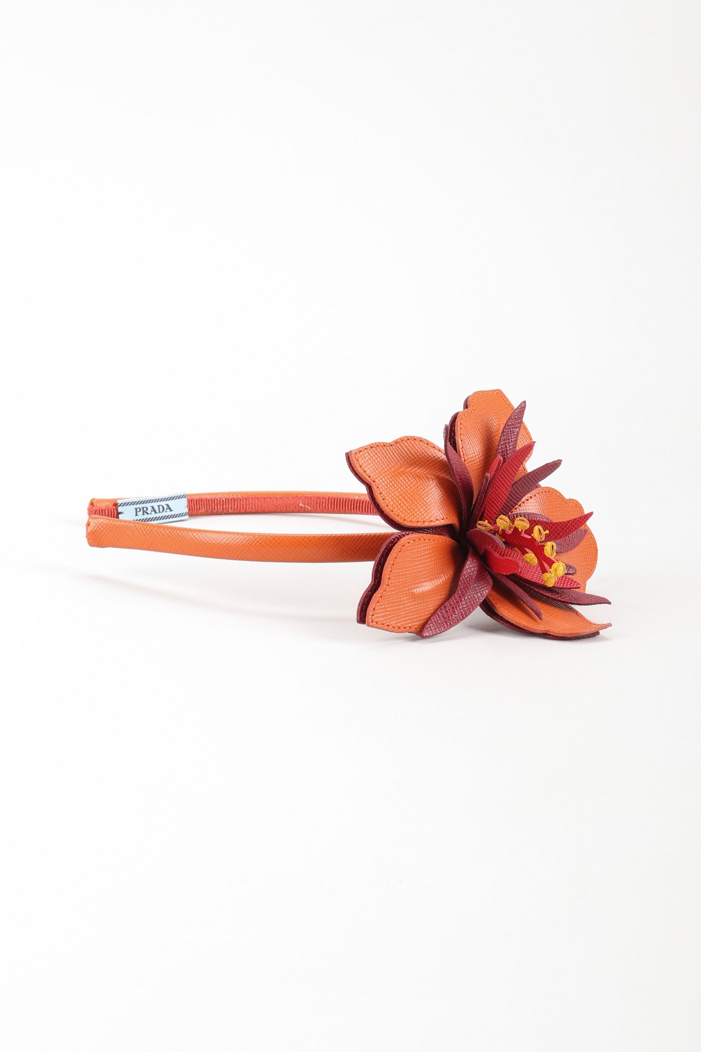 Recess Los Angeles Vintage Prada Saffiano Leather Hibiscus Headband