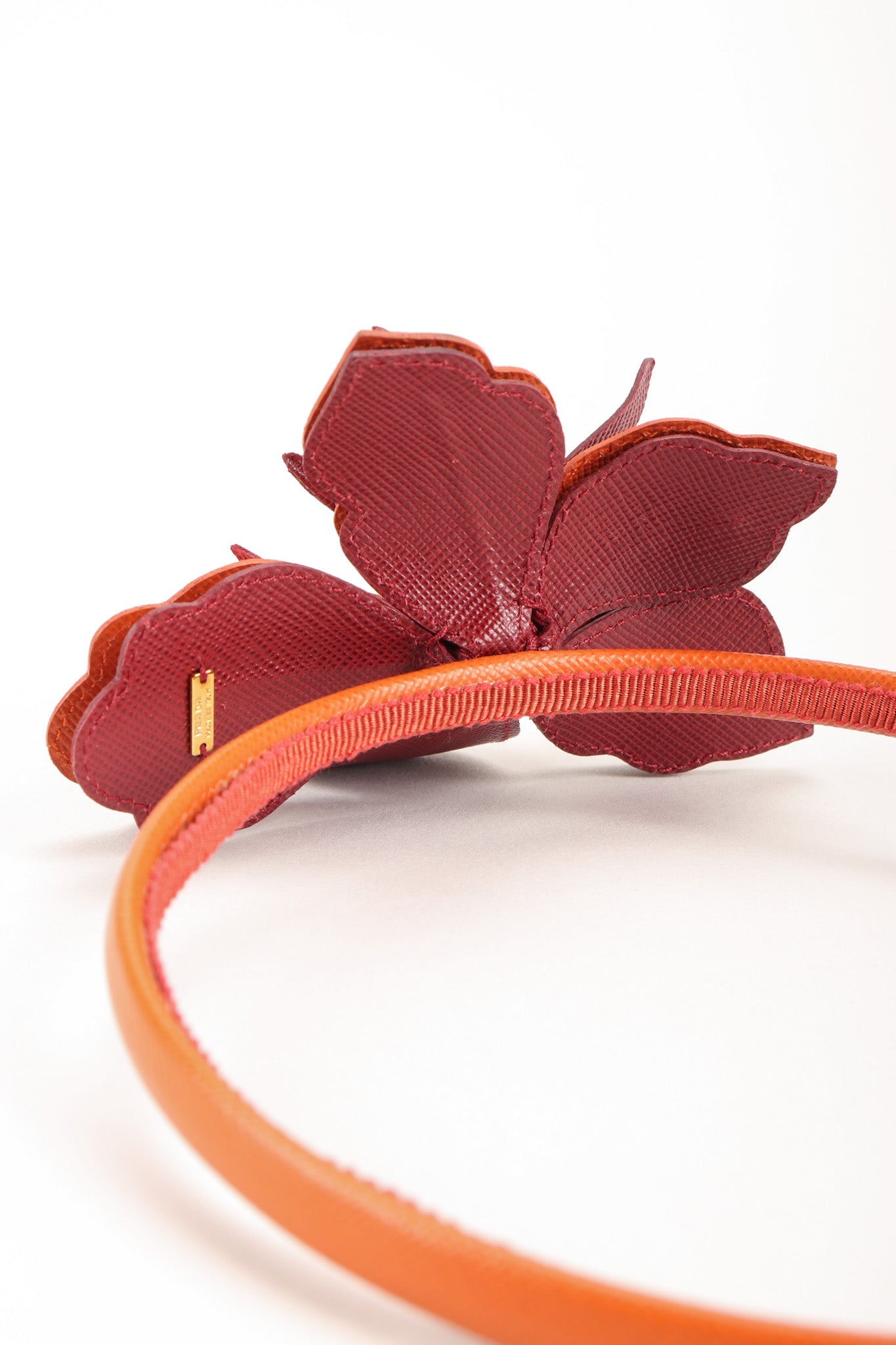 Recess Los Angeles Vintage Prada Saffiano Leather Hibiscus Headband