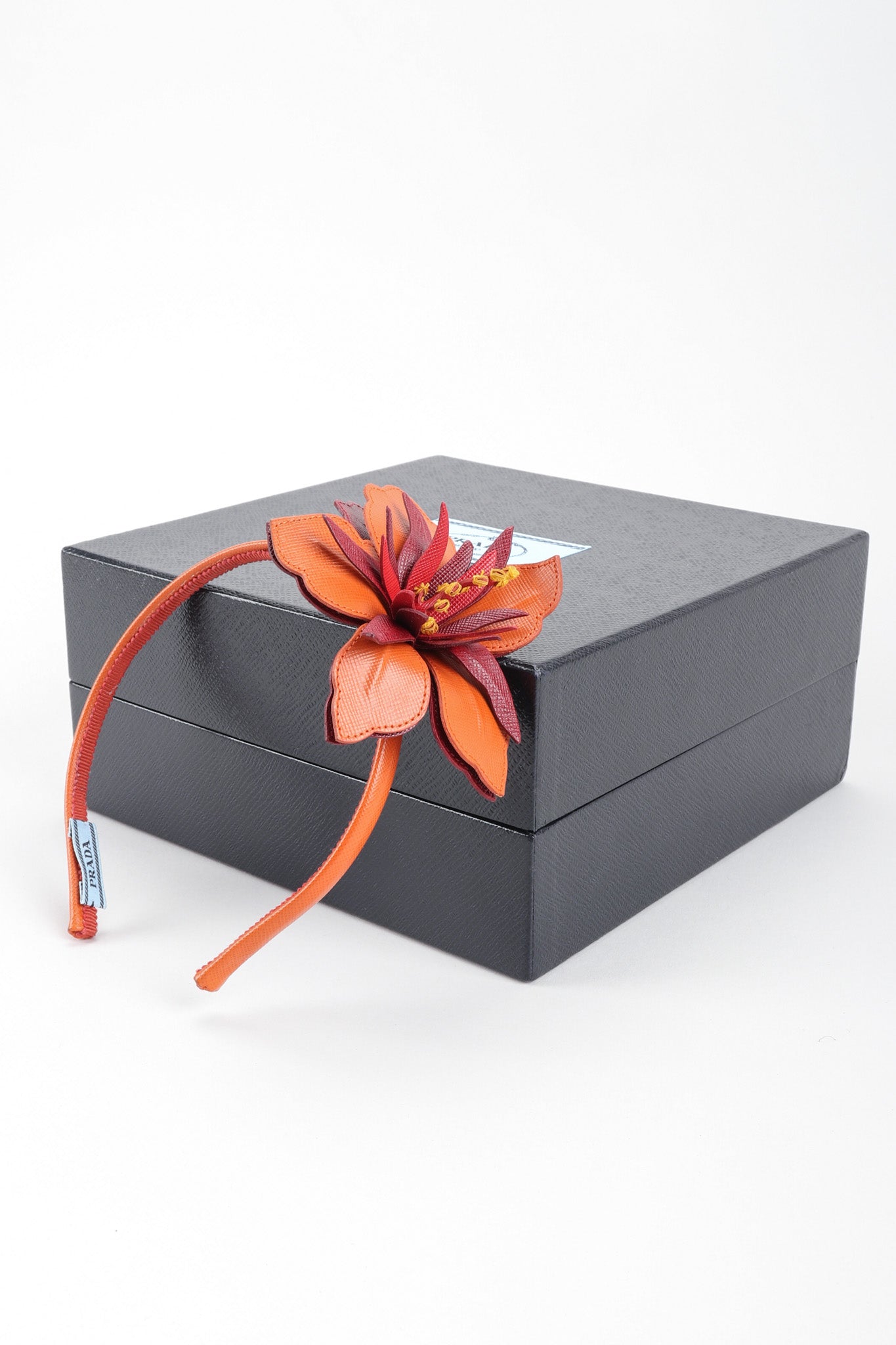 Recess Los Angeles Vintage Prada Saffiano Leather Hibiscus Headband