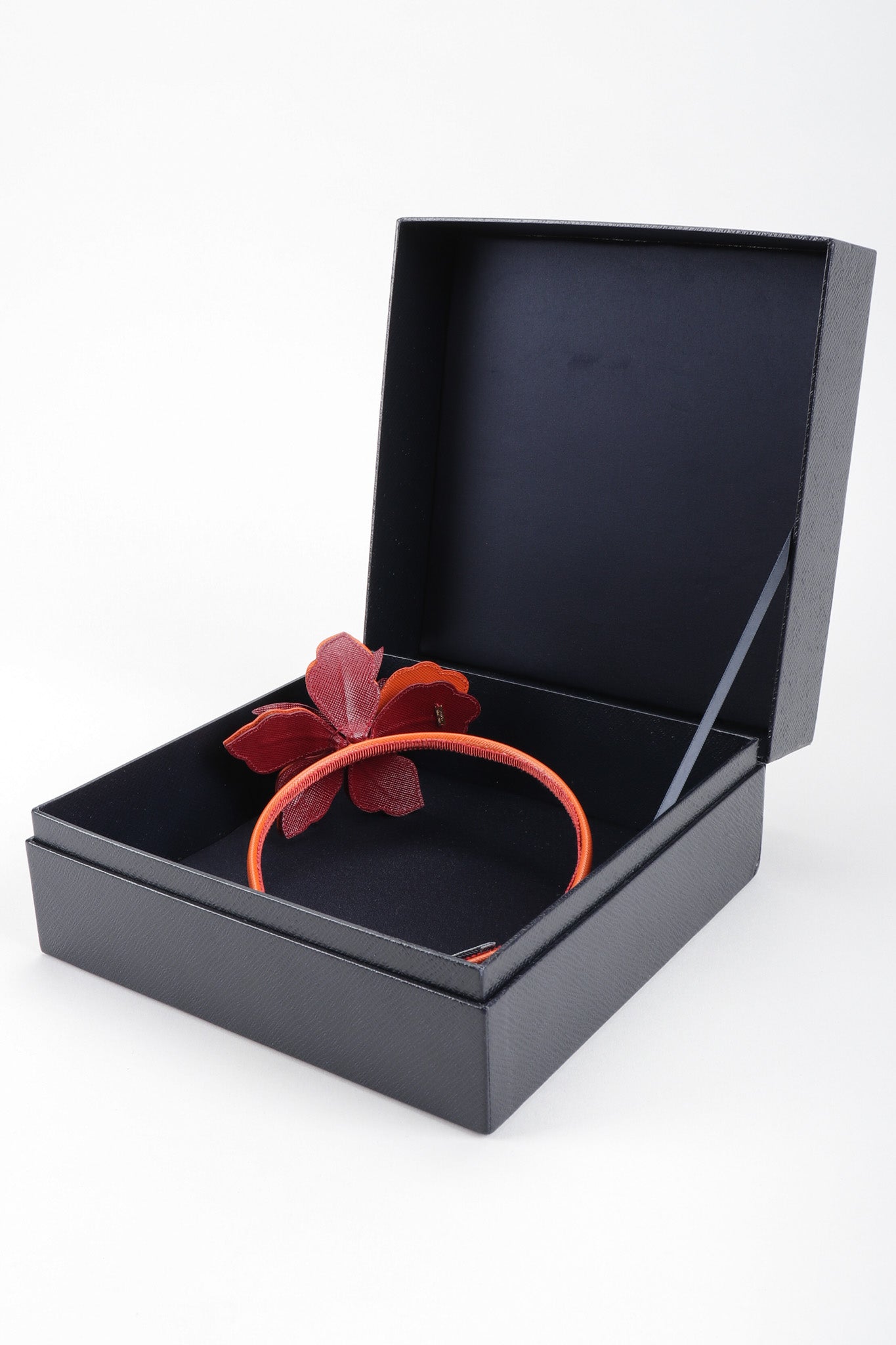Recess Los Angeles Vintage Prada Saffiano Leather Hibiscus Headband