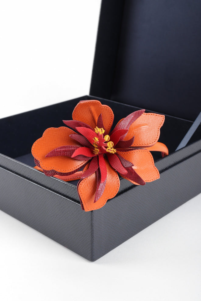 Recess Los Angeles Vintage Prada Saffiano Leather Hibiscus Headband