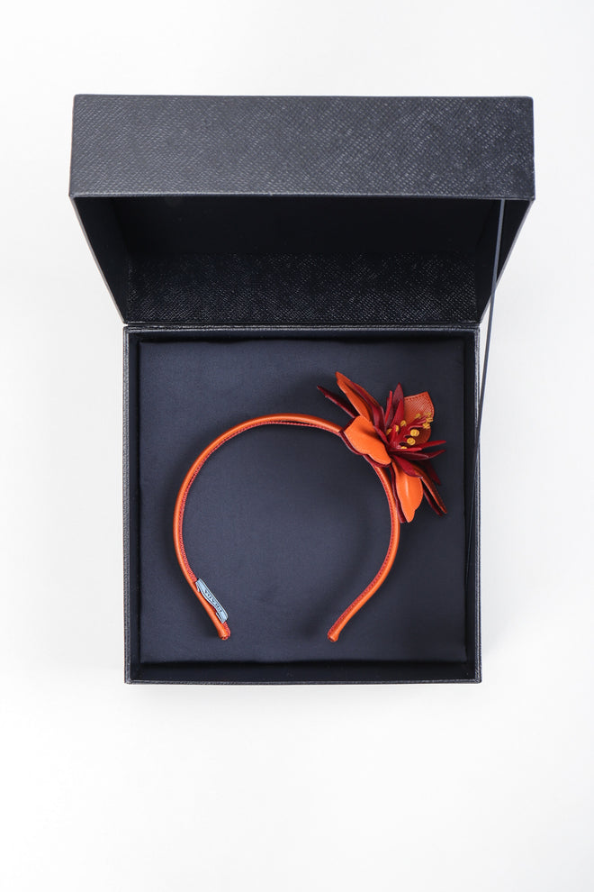 Recess Los Angeles Vintage Prada Saffiano Leather Hibiscus Headband